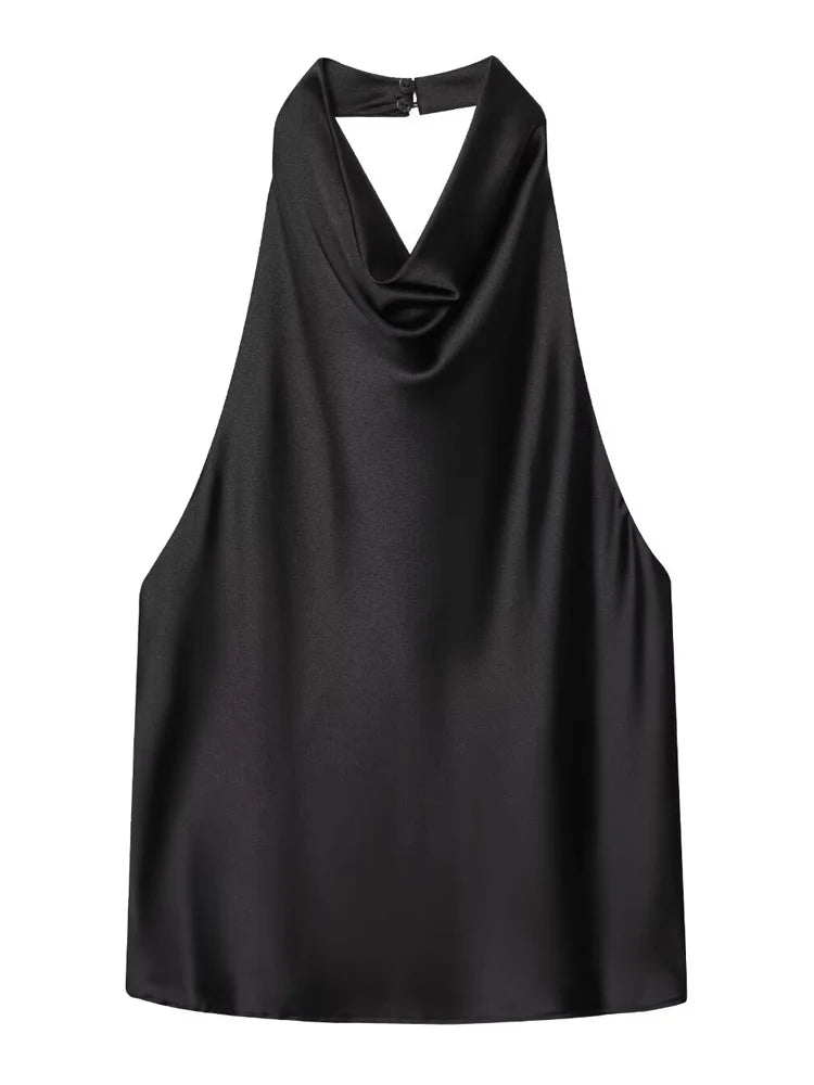 SERAPHINE SATIN HALTER TOP