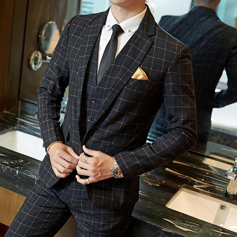 REGAL PLAID 3-PIECE SUIT