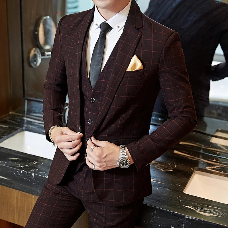 REGAL PLAID 3-PIECE SUIT