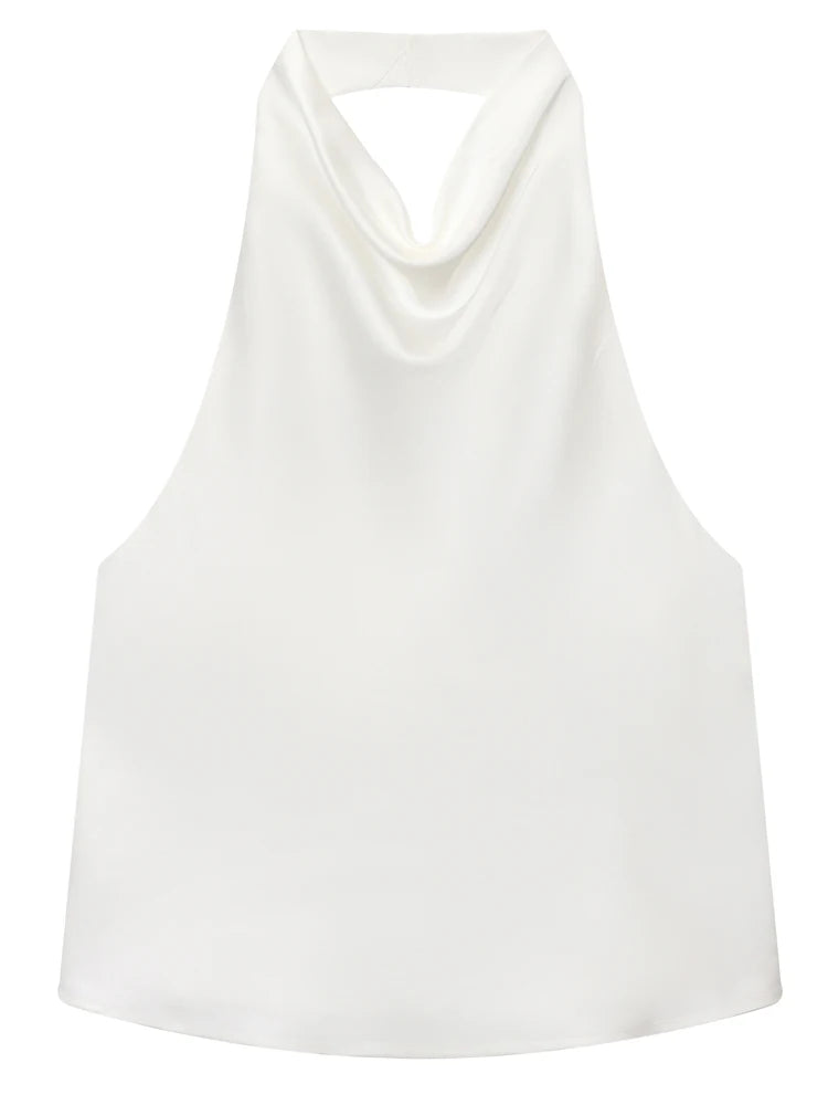 SERAPHINE SATIN HALTER TOP