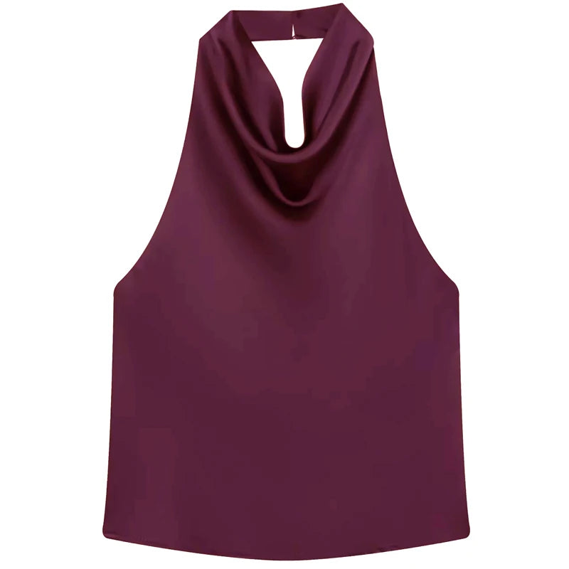 SERAPHINE SATIN HALTER TOP