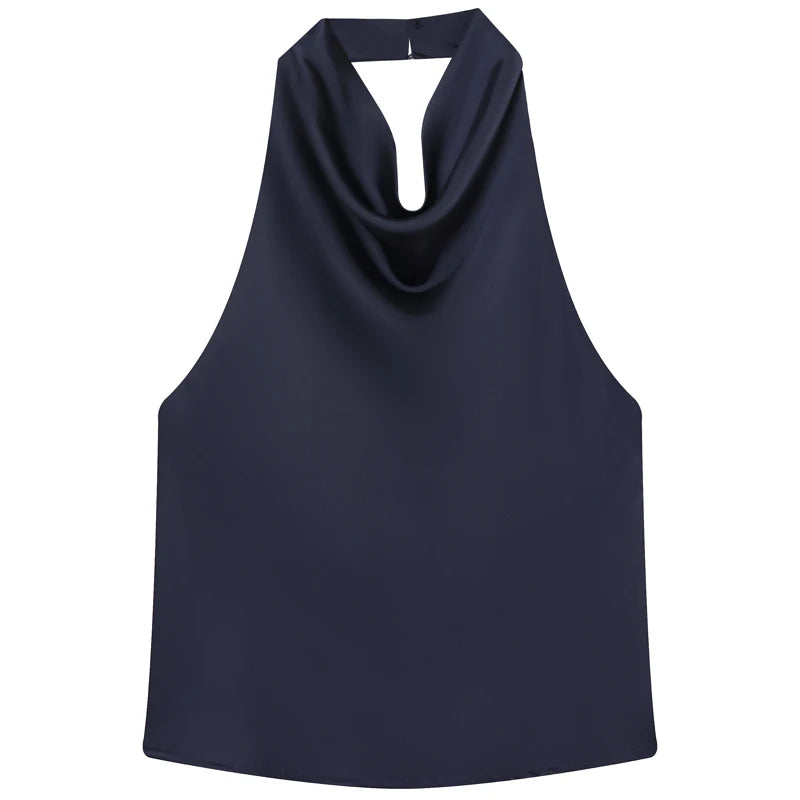 SERAPHINE SATIN HALTER TOP