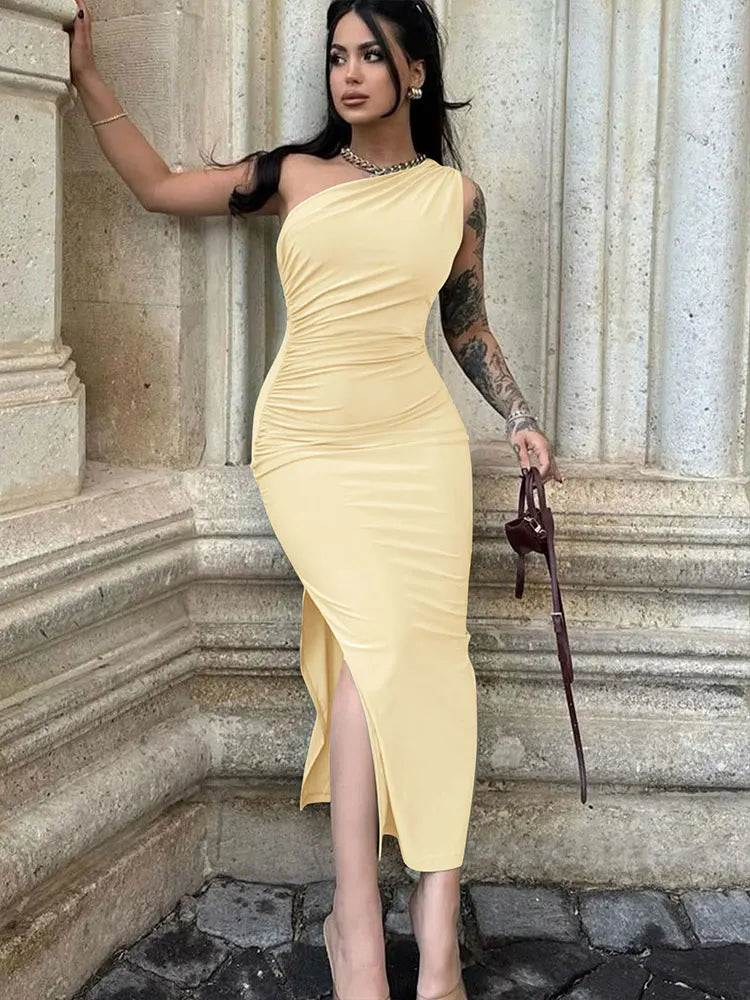NOIR SCULPT MIDI DRESS