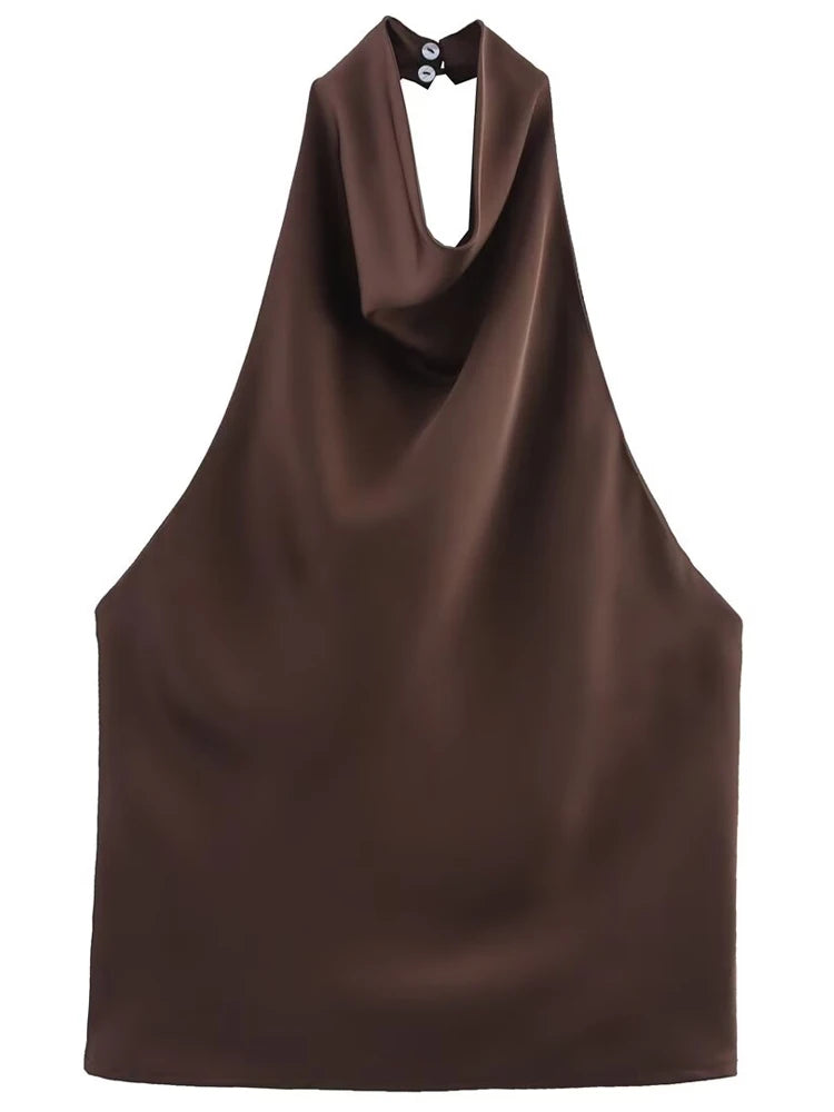 SERAPHINE SATIN HALTER TOP