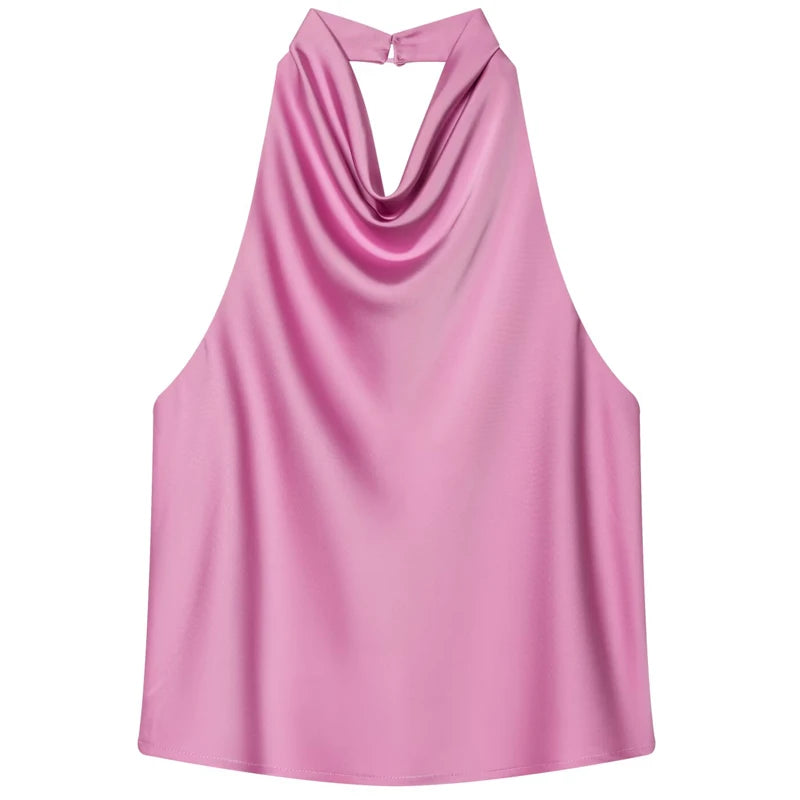 SERAPHINE SATIN HALTER TOP