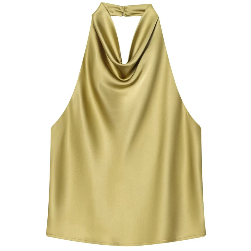 SERAPHINE SATIN HALTER TOP
