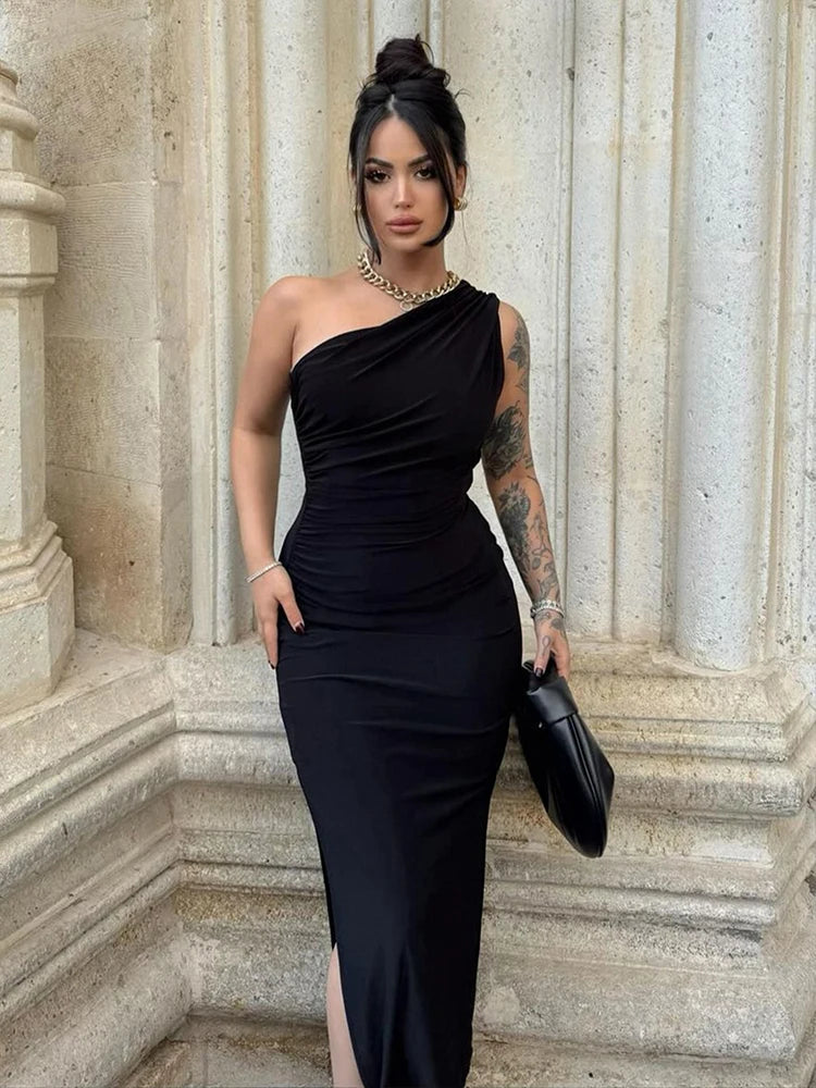 NOIR SCULPT MIDI DRESS