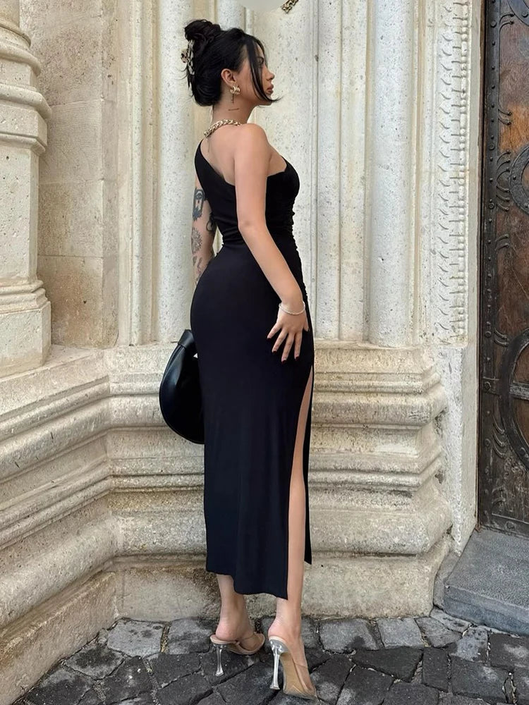 NOIR SCULPT MIDI DRESS