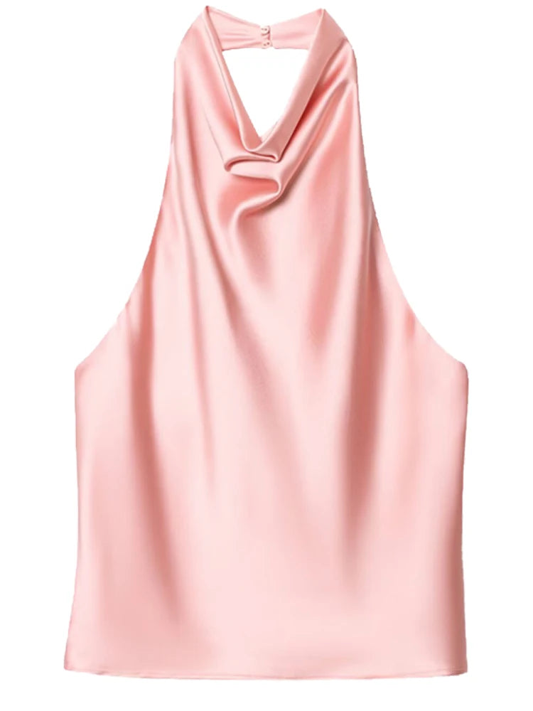 SERAPHINE SATIN HALTER TOP