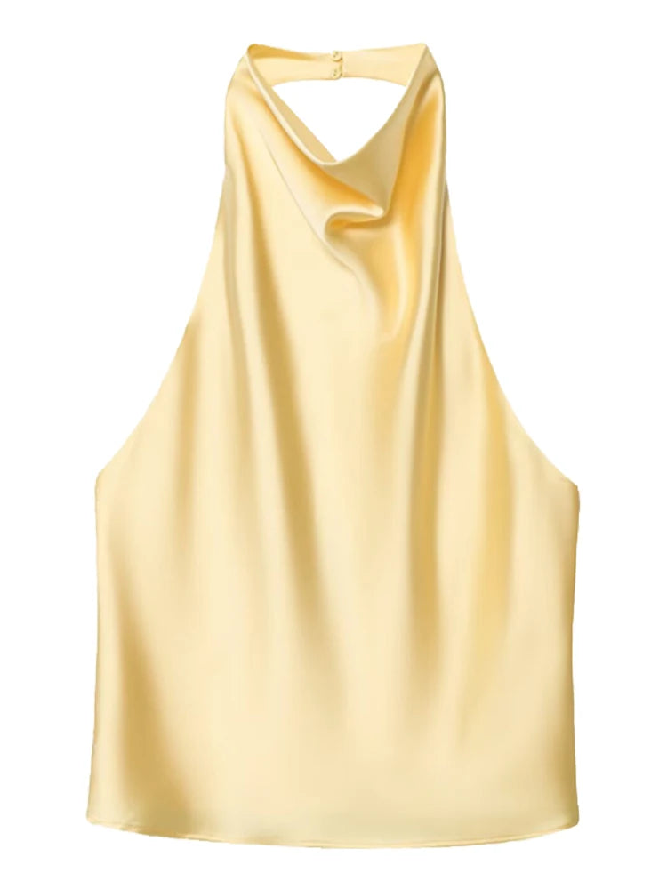 SERAPHINE SATIN HALTER TOP