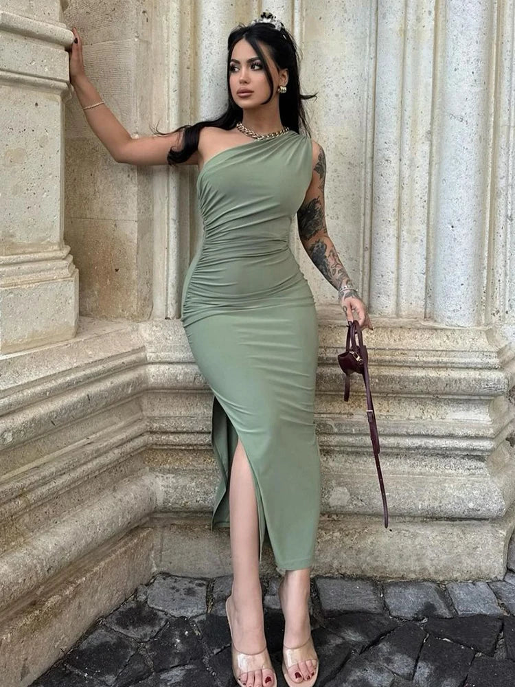 NOIR SCULPT MIDI DRESS